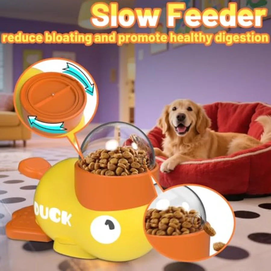 Interactive Dog Treat Dispenser Toy and Slow Feeder Dog Bowls - Duck-Shaped Puzzle Toy for Mental Stimulation, Adjustable Food