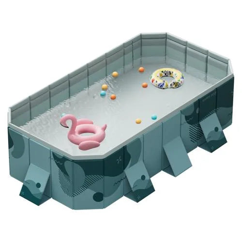 Foldable Large Rectangular Family Swimming Pool – Non-Inflatable Easy Setup Outdoor Above Ground Pool for Adults Kids Ideal Backyard