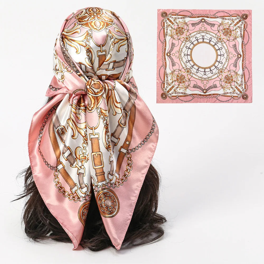 Square Polyester Scarf For Women Hijab Shawl Fashion Print Kerchief