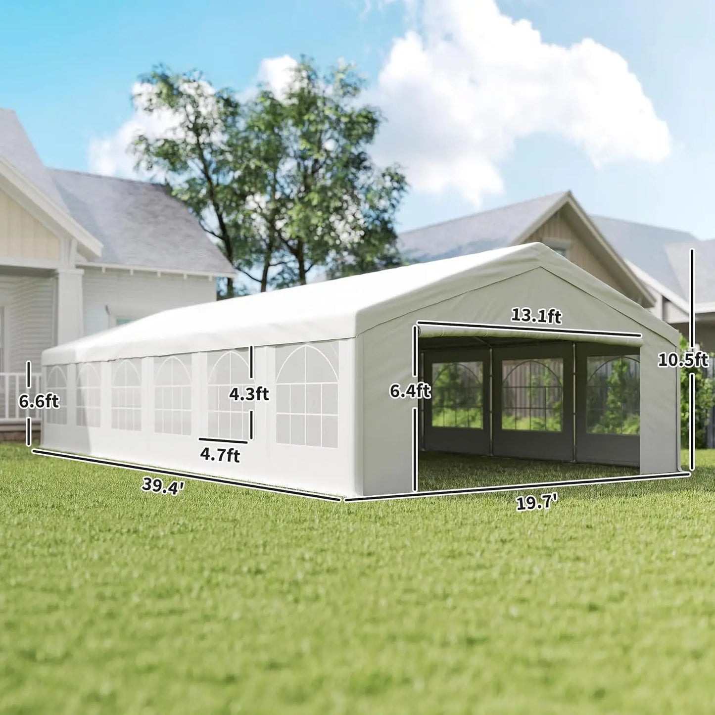 20x40ft Heavy Duty Party Tent Gazebo Wedding Event Shelter Removable Sidewalls Windows Waterproof White, Customized