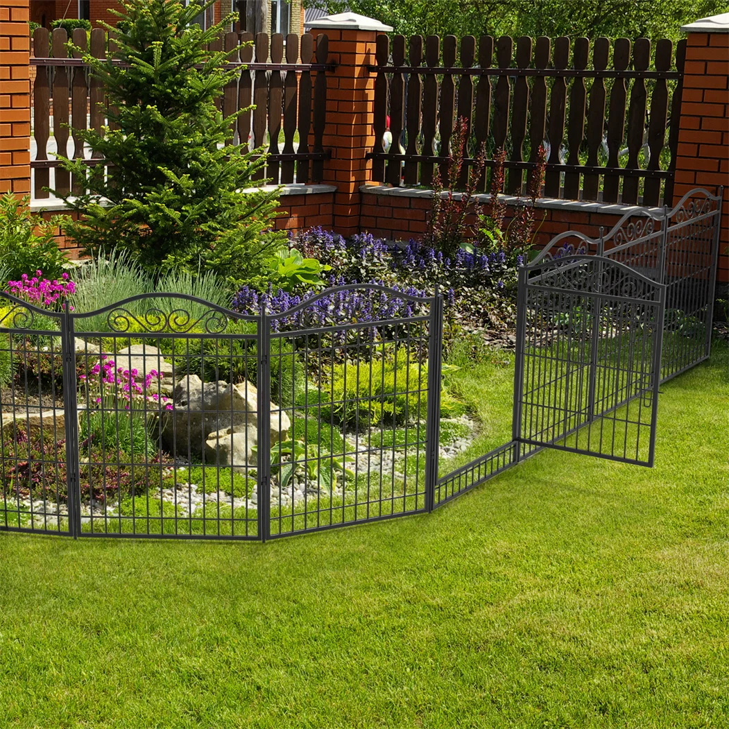 8 Panels Heavy Duty Metal Dog Playpen Indoor Outdoor Foldable Exercise Fence with Gate for Small/Medium Dogs