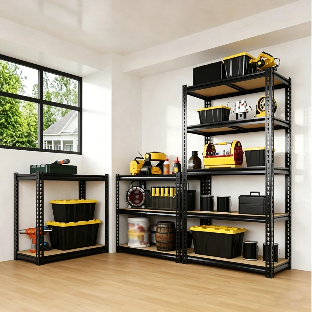 5-Tier Heavy Duty Garage Storage Shelving Unit 71"H×35.5"W×15.8"D Total 2000LBS Load Adjustable Layer MDF Metal Rack Tool-Free Quick Assembly