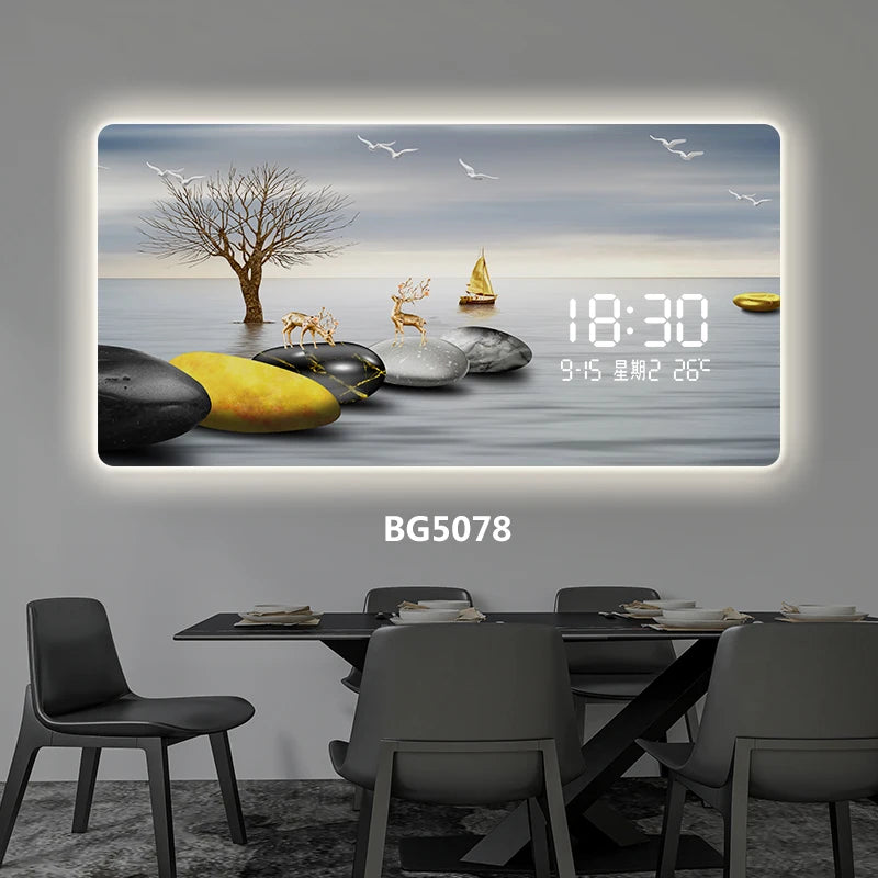 Light Luxury Digital Display Wall Clock With Quartz Movement