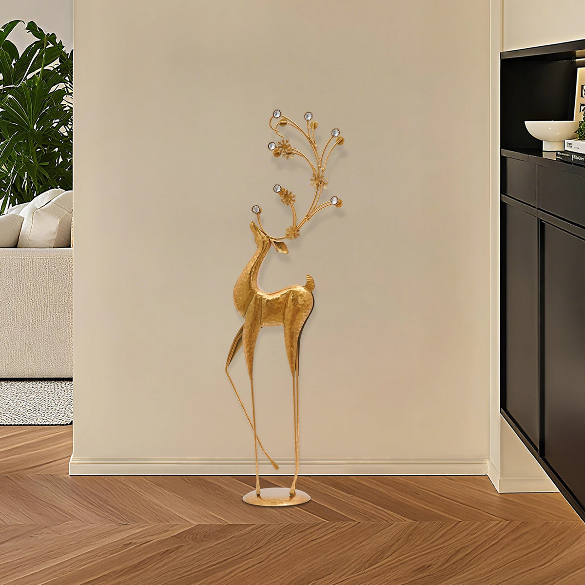 Freestanding Deer Statue Iron Plastic Home Decor Ornament