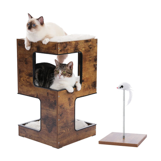 PAWZ Road Wood Cat Condo Bed With Scratching Pad Kitten