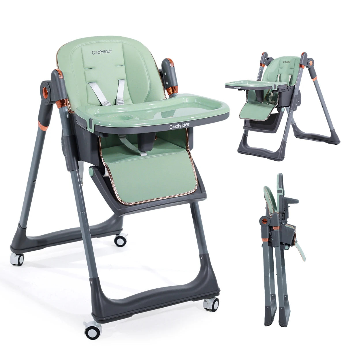 Cochildor Adjustable Toddler High Chair With Lockable Wheels