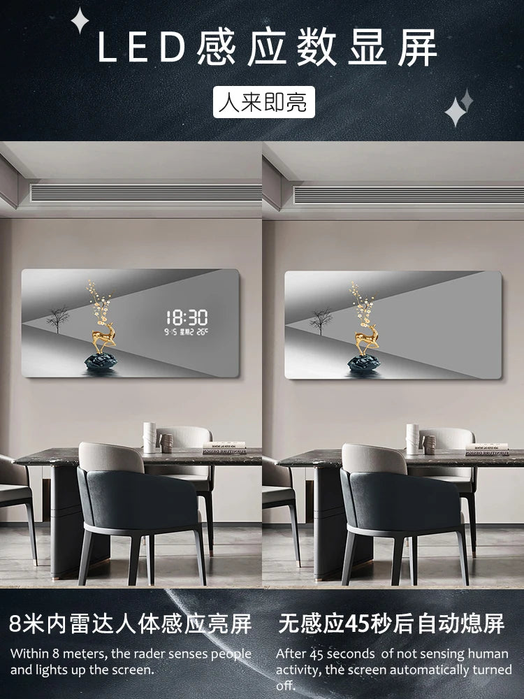 Light Luxury Digital Display Wall Clock With Quartz Movement