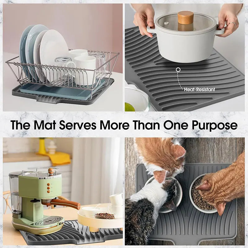PGY Silicone Dish Drying Mat For Kitchen Counter Non Slip
