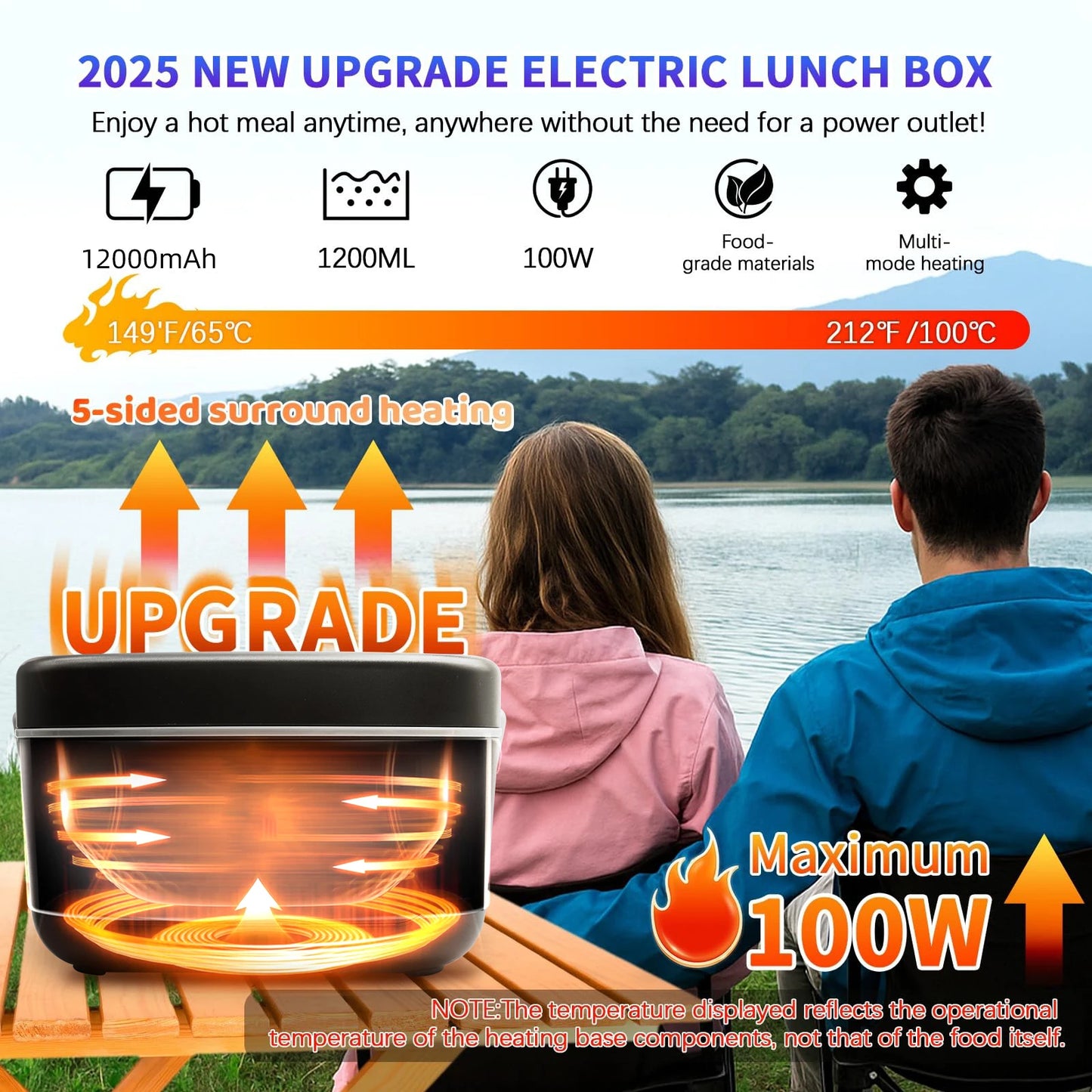 12000mAh Wireless Lunch Box Heater With Automatic Temperature Control