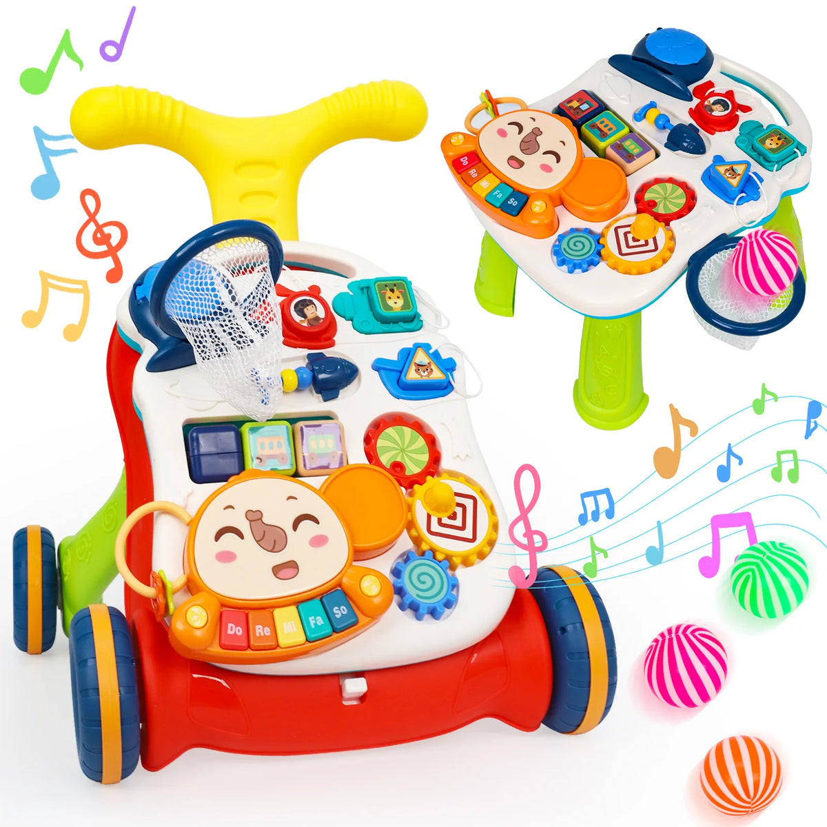 LLParty Toddler Walking Cart Interactive Early Learning Push Toy