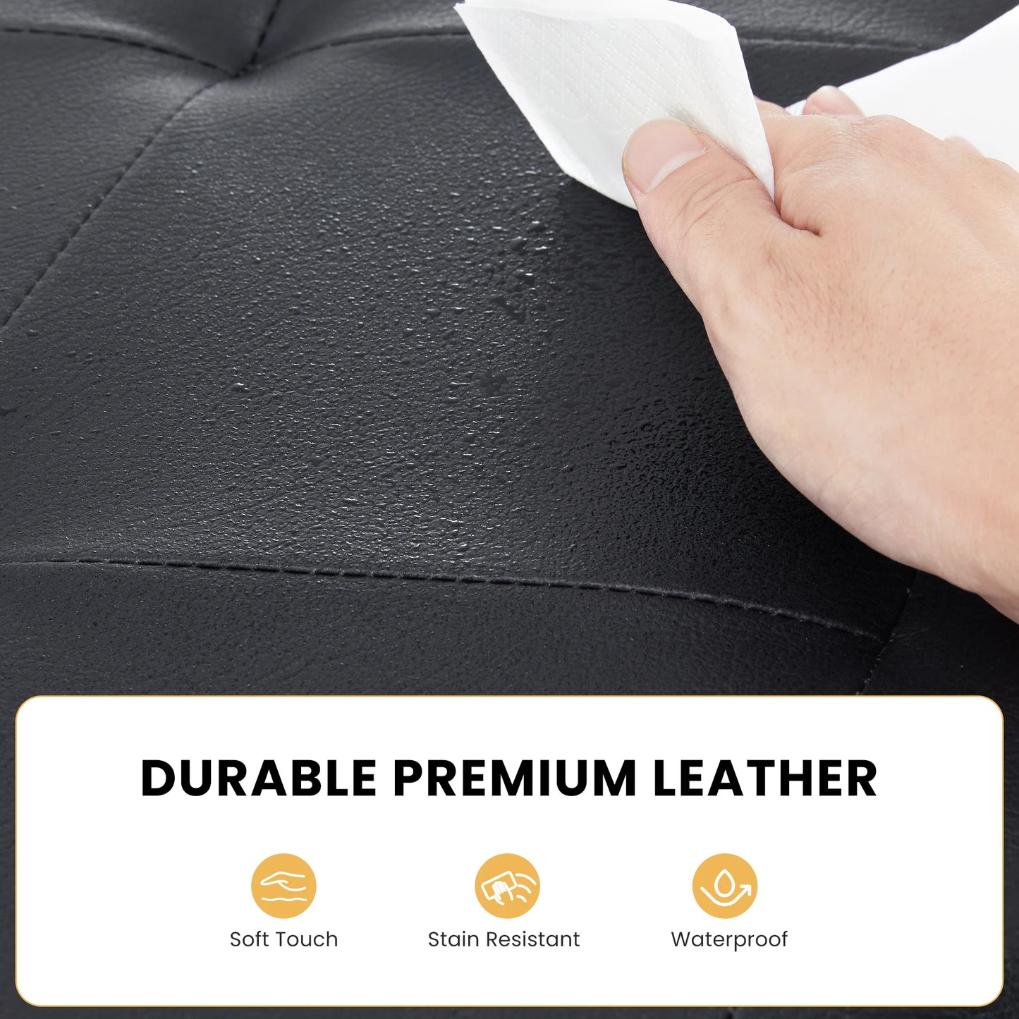 JHK Leather Folding Ottoman Storage Footstool Bench For Living Room