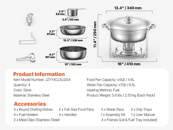 SucceBuy Chafing Dish Buffet Set Stainless Steel Warmer