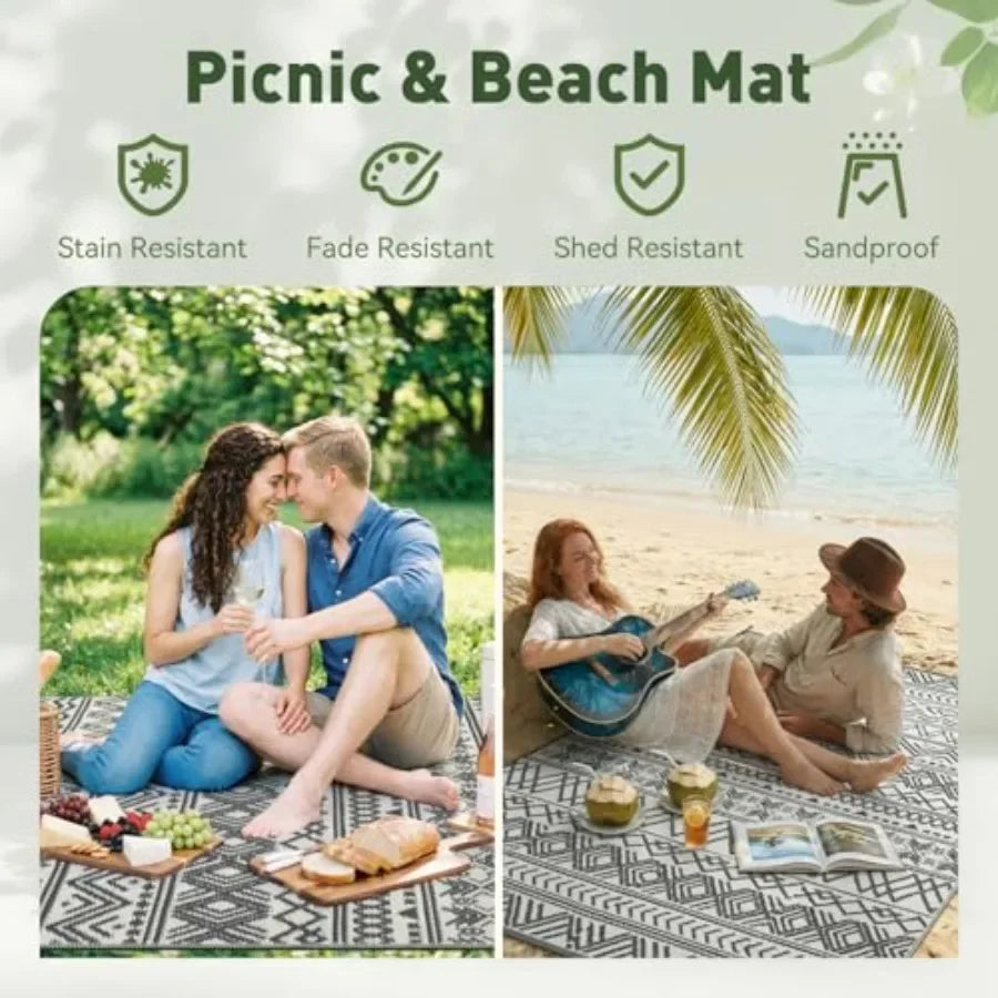 Outdoor Rug Carpet Waterproof Anti Slip Patio Mat Kilim Reversible