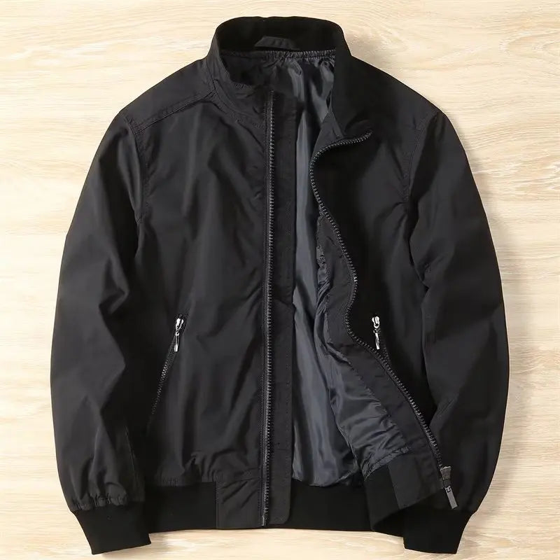 Mens Lightweight Stand Collar Jacket Casual Business Outerwear