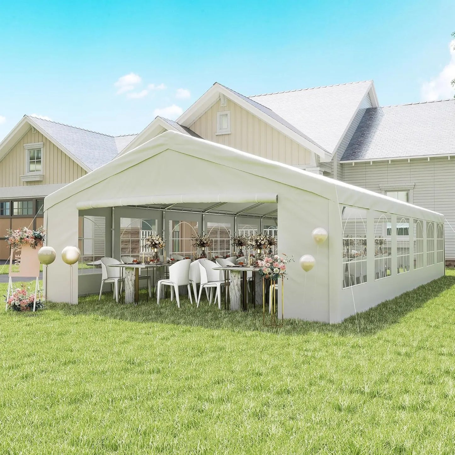 20x40ft Heavy Duty Party Tent Gazebo Wedding Event Shelter Removable Sidewalls Windows Waterproof White, Customized