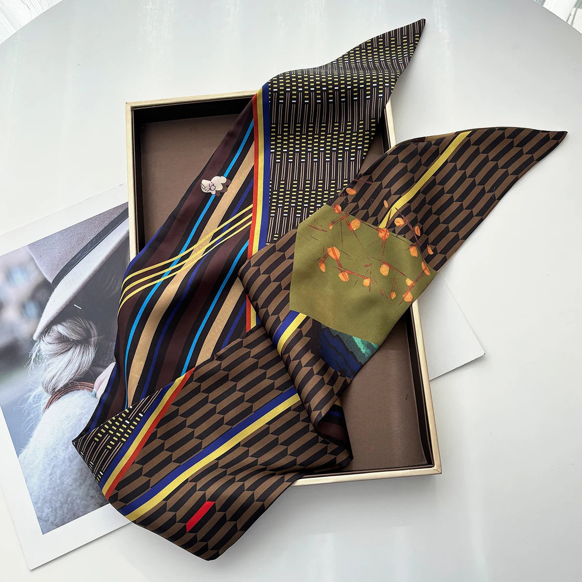 Silk Ribbon Skinny Scarf For Women Elegant Neckerchief Accessory Gift