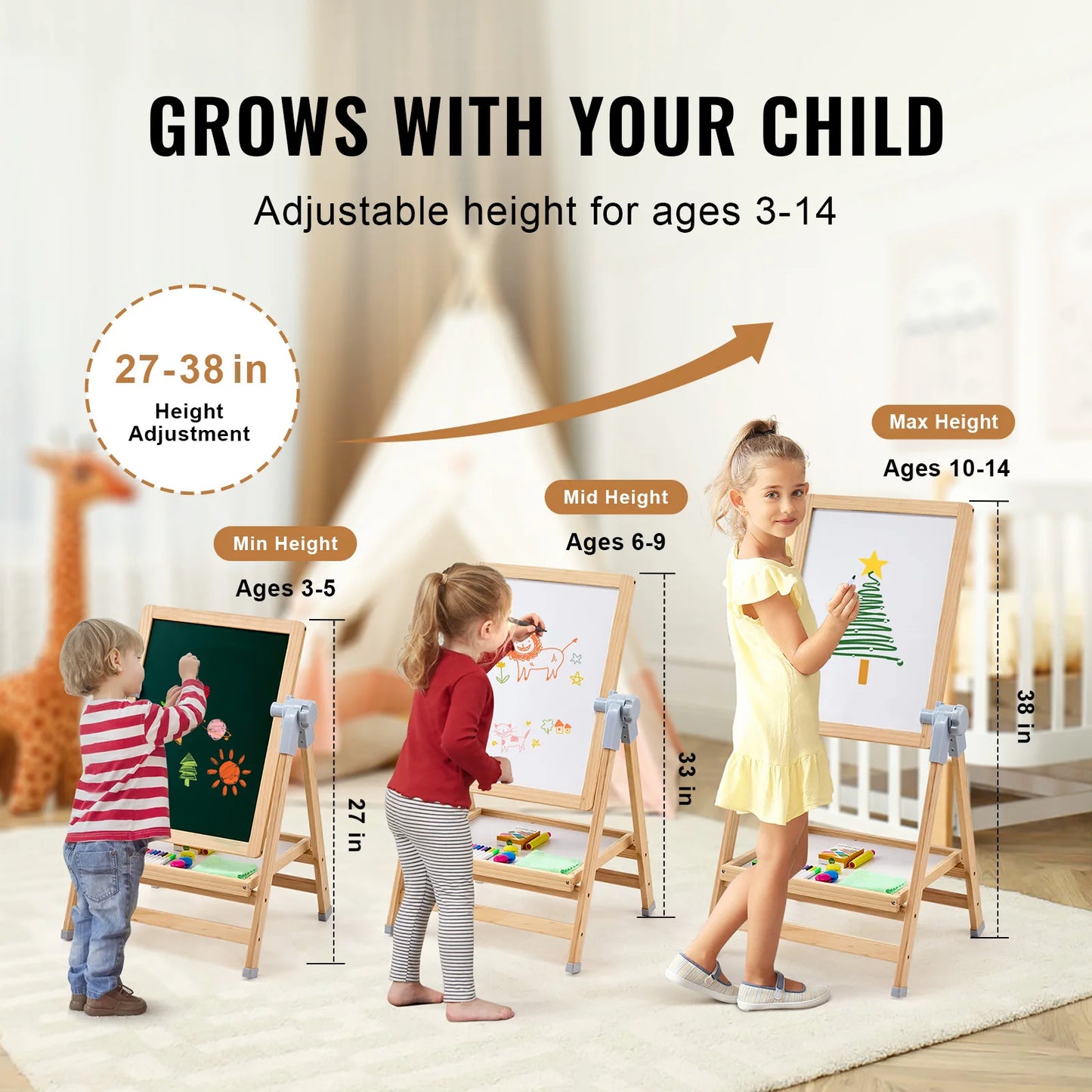SucceBuy Standing Magnetic Drawing Board WordPad Art Easel For Kids