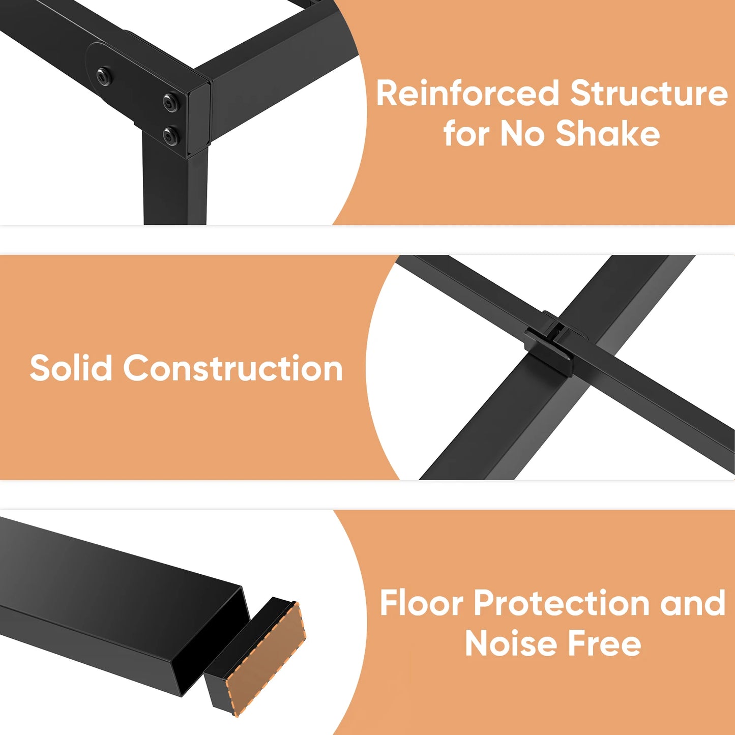 JHK Metal Platform Bed Frame With Slat Support Heavy Duty