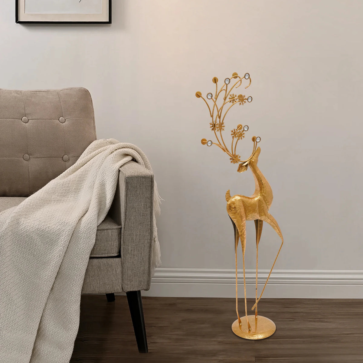 Freestanding Deer Statue Iron Plastic Home Decor Ornament