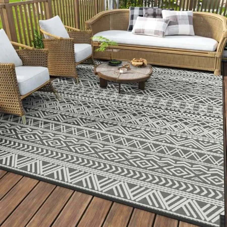 Outdoor Rug Carpet Waterproof Anti Slip Patio Mat Kilim Reversible