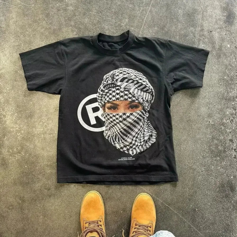 American Letter Graphic Tee Unisex Streetwear Cotton