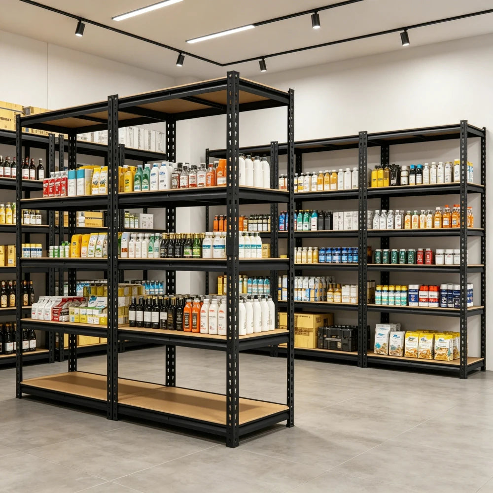 5-Tier Heavy Duty Garage Storage Shelving Unit 71"H×35.5"W×15.8"D Total 2000LBS Load Adjustable Layer MDF Metal Rack Tool-Free Quick Assembly