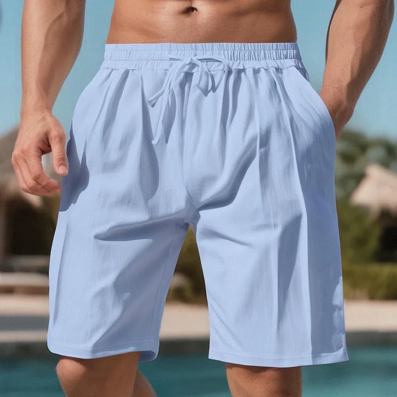 Men's Quick Dry Linen Beach Shorts Drawstring Waist