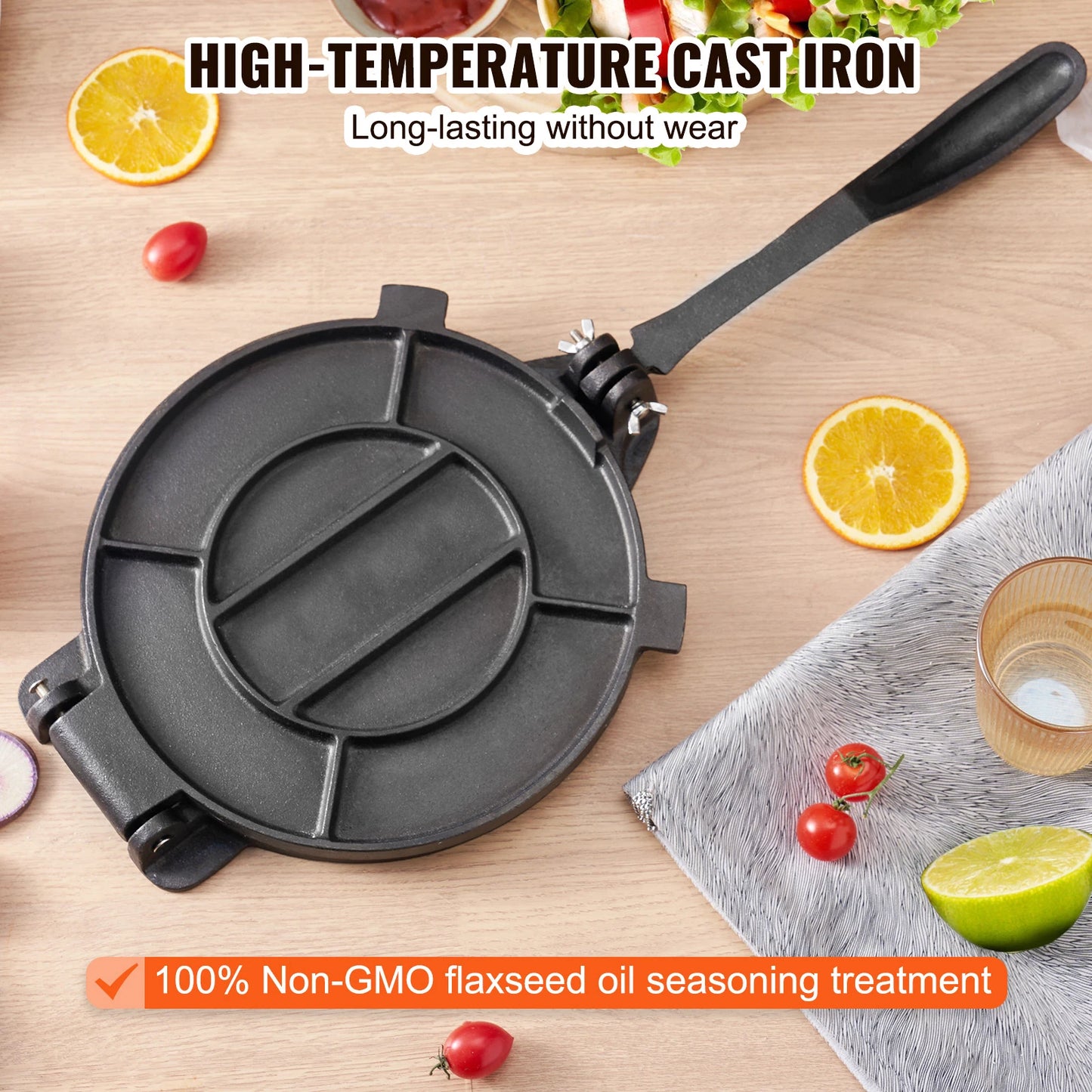 VEVOR Cast Iron Tortilla Press Heavy Duty Dough Maker