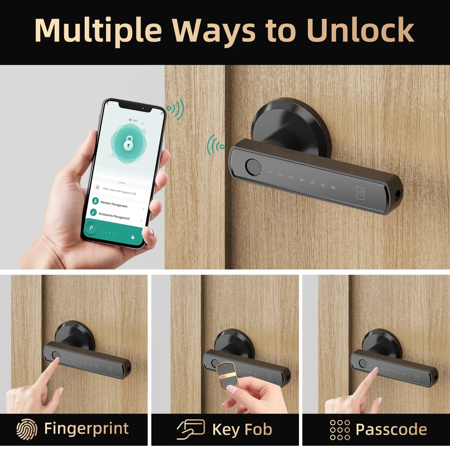 Viladepot Smart Lock Biometric Fingerprint Bluetooth App Control Keypad