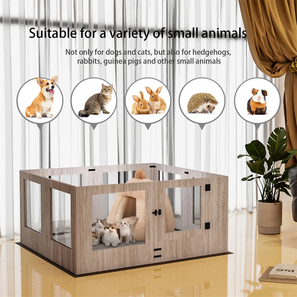 BORWART Heavy Duty Dog Whelping Box With Tempered Glass Enclosure