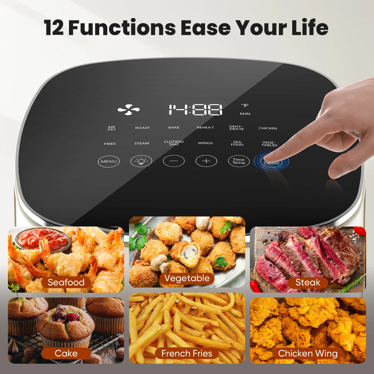 JHK Electric Air Fryer With Window And Multi Cook Functions