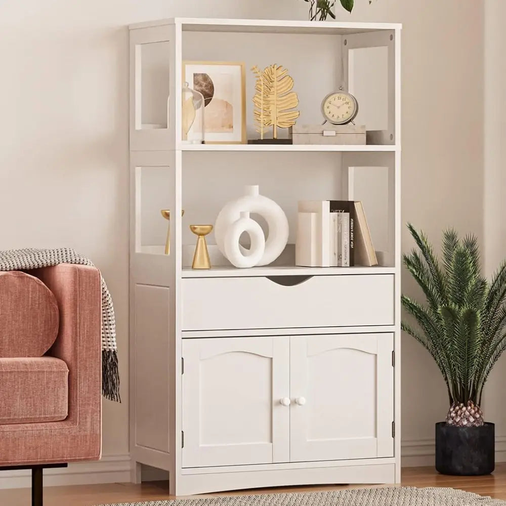 Kitchen Pantry Cabinet with Shelves, Drawers, and Microwave Cart, Freestanding Sideboard with Storage, Bookshelf, Display Unit,