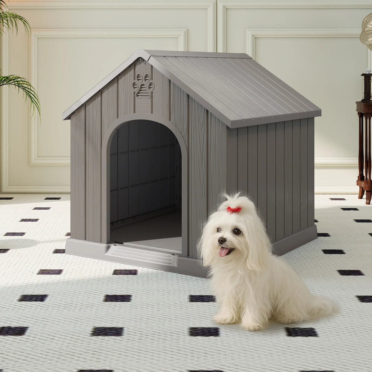 Weather Resistant Plastic Outdoor Dog House With Ventilated Design