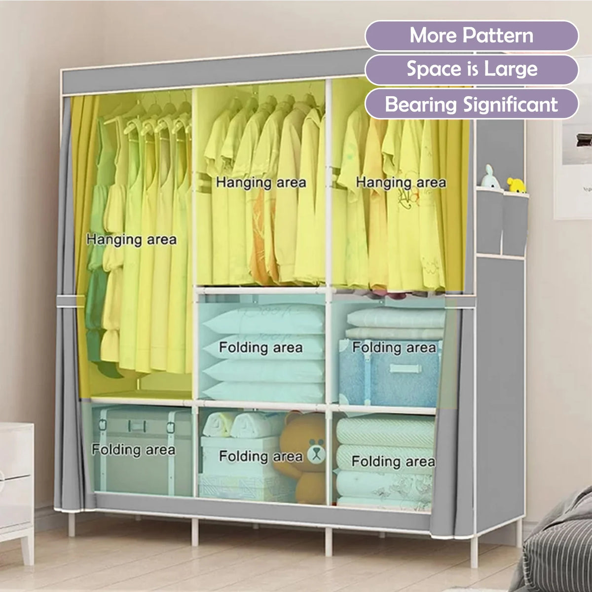 Closet Storage Portable Organizer Clothes Wardrobe Large Capacity Dustproof Non-woven Fabric Quick and Easy Assembly