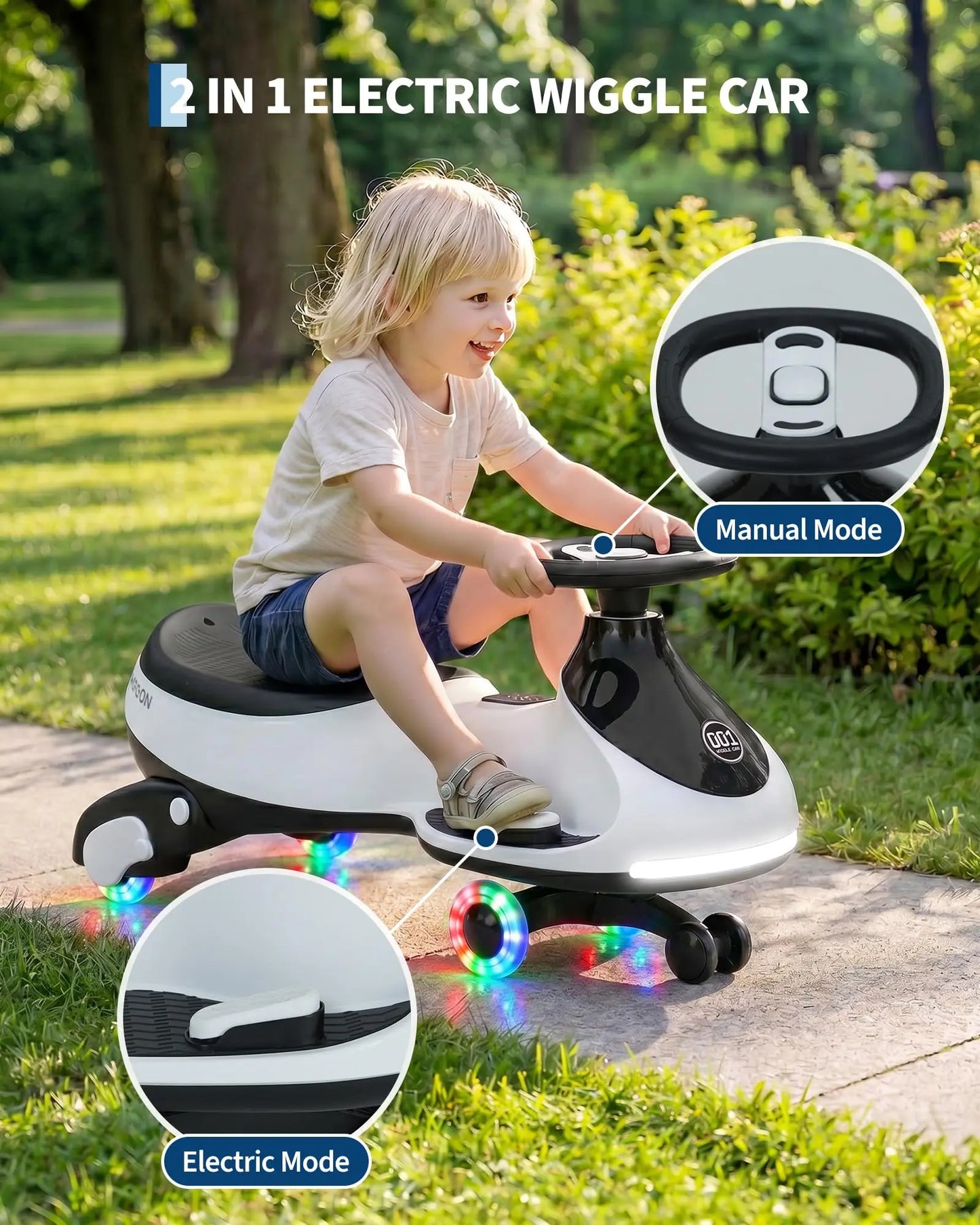 HiMISS 12V Wiggle Car For Kids Ride On Toy MusicPlus