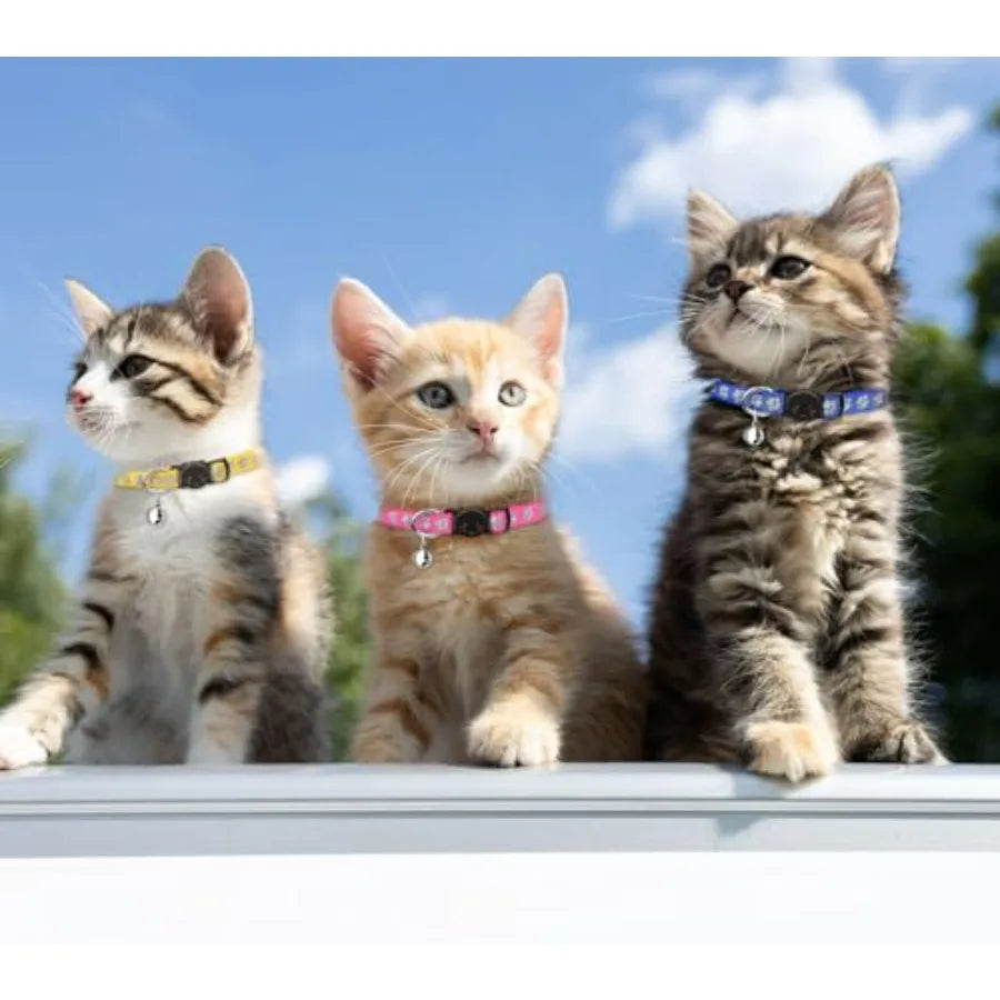 16 PCS Breakaway Cat Collars with Bells Reflective Cat Collar Safety Nylon Kitten Collars Cat Collars for Girl Boy Cats 7.5"-12