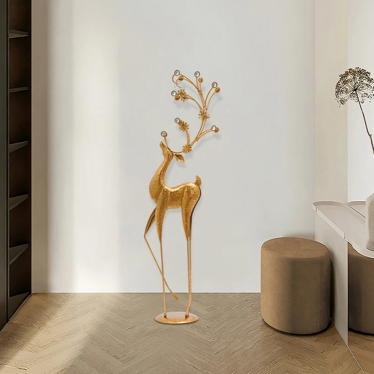 Freestanding Deer Statue Iron Plastic Home Decor Ornament