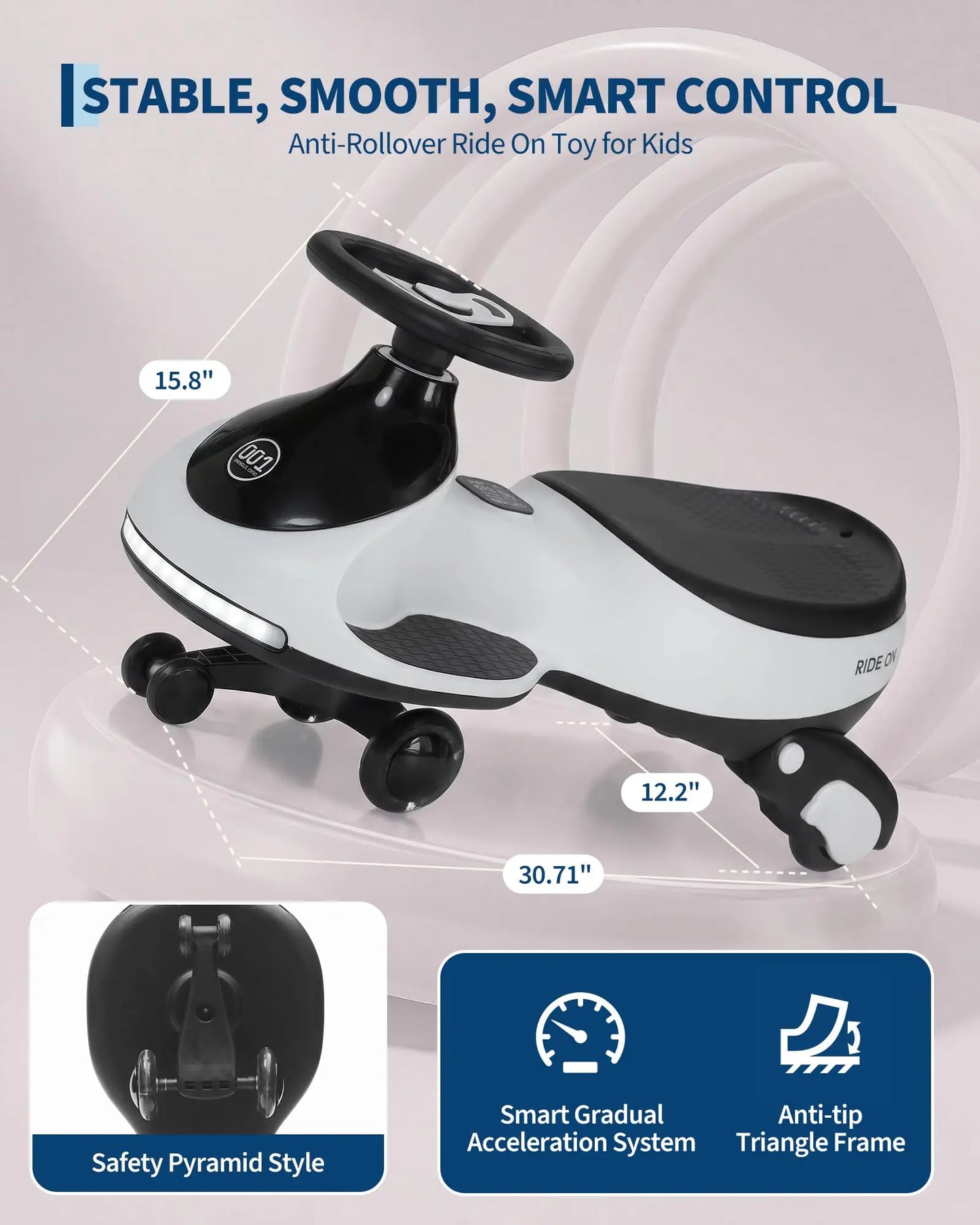 HiMISS 12V Wiggle Car For Kids Ride On Toy MusicPlus