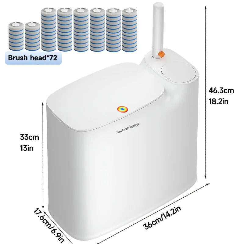 Joybos 2-In-1 Trash Can with Toilet Brush And Brush Head | White Modern Bathroom Narrow Seam Trash Can with Push-On Lid