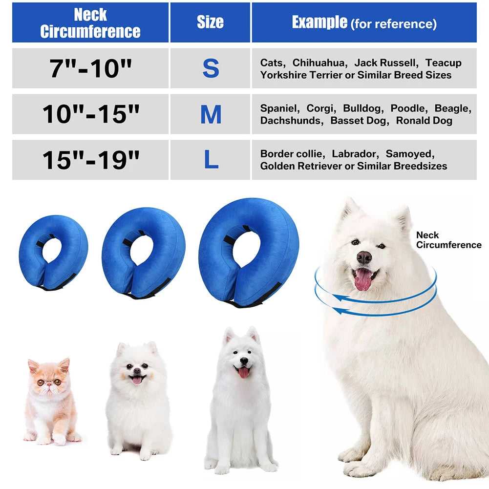 Inflatable Post Surgical Pet Recovery Collar For Dogs And Cats