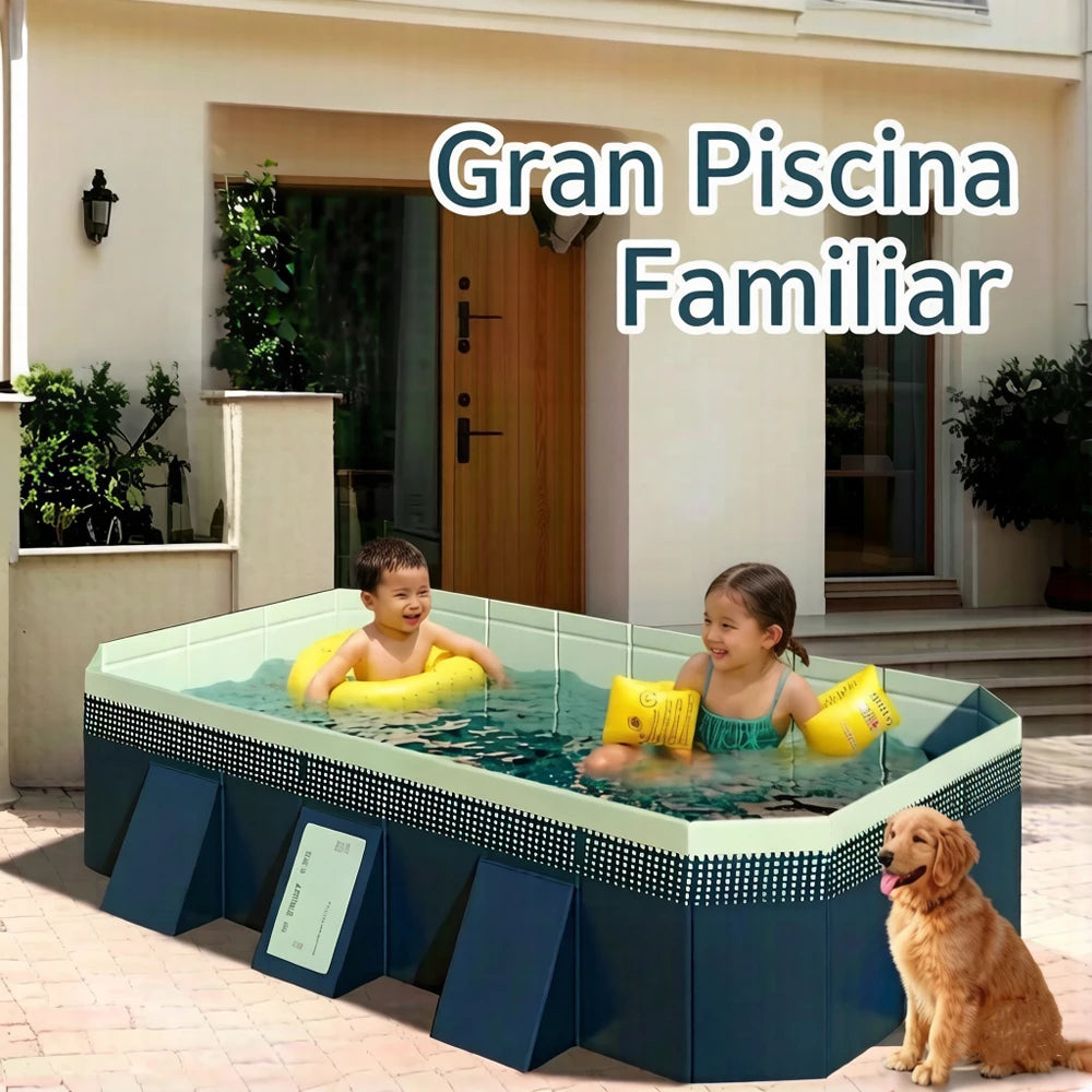 Foldable Large Rectangular Family Swimming Pool – Non-Inflatable Easy Setup Outdoor Above Ground Pool for Adults Kids Ideal Backyard