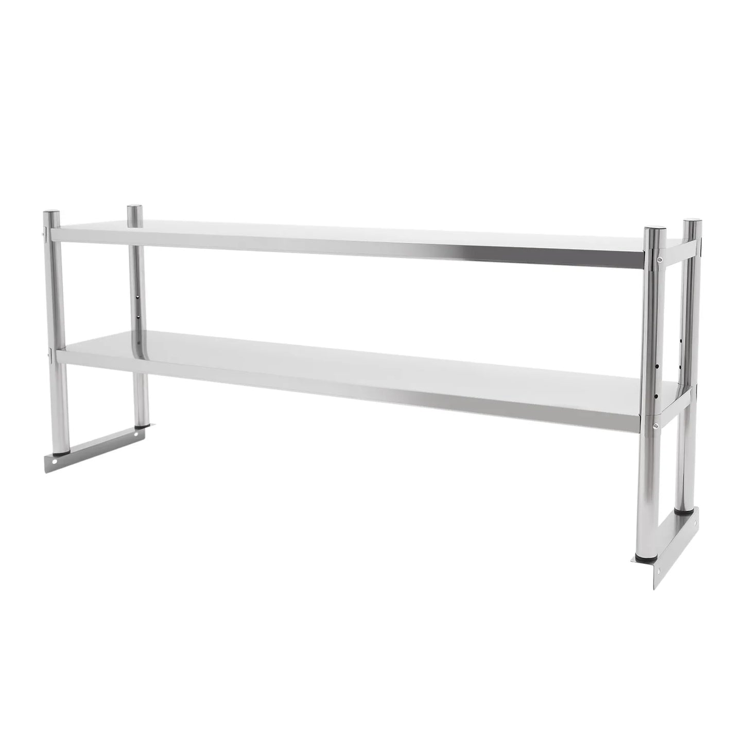 Stainless Steel Shelving, 2 Tier Adjustable Shelf Storage, Heavy Duty Shelving 60.2*15.7*3.5in For Storing And Displaying Goods