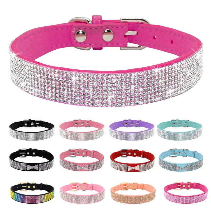 Rhinestone Leather Dog Collar For Chihuahua And Cats